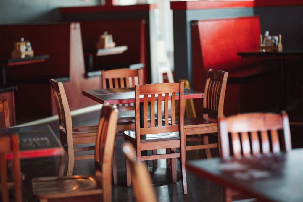 Interior business photography of a dining space